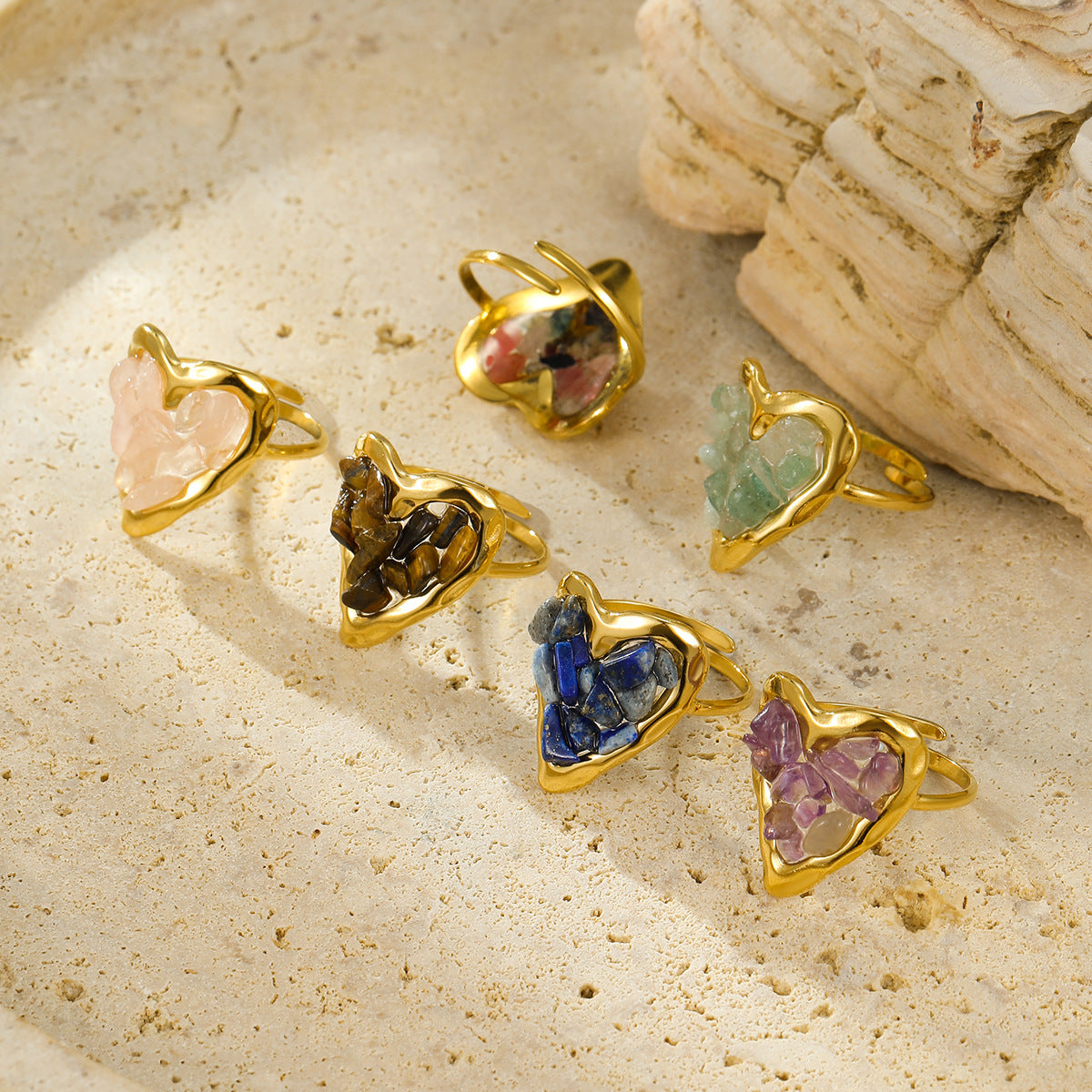Gold Adjustable Heart Ring