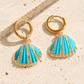 Turquoise Shell Hoop Earrings